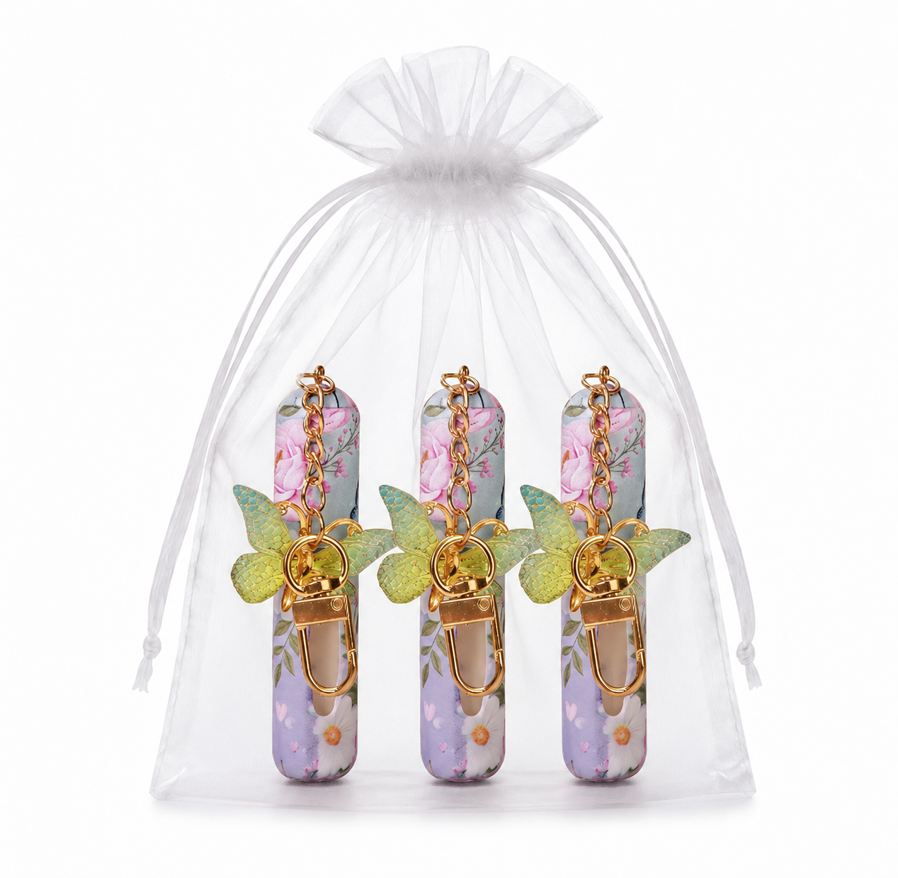 3 Pack Blue 5ml Portable Perfume Atomizer Keychain Butterfly Charm Floral view 2