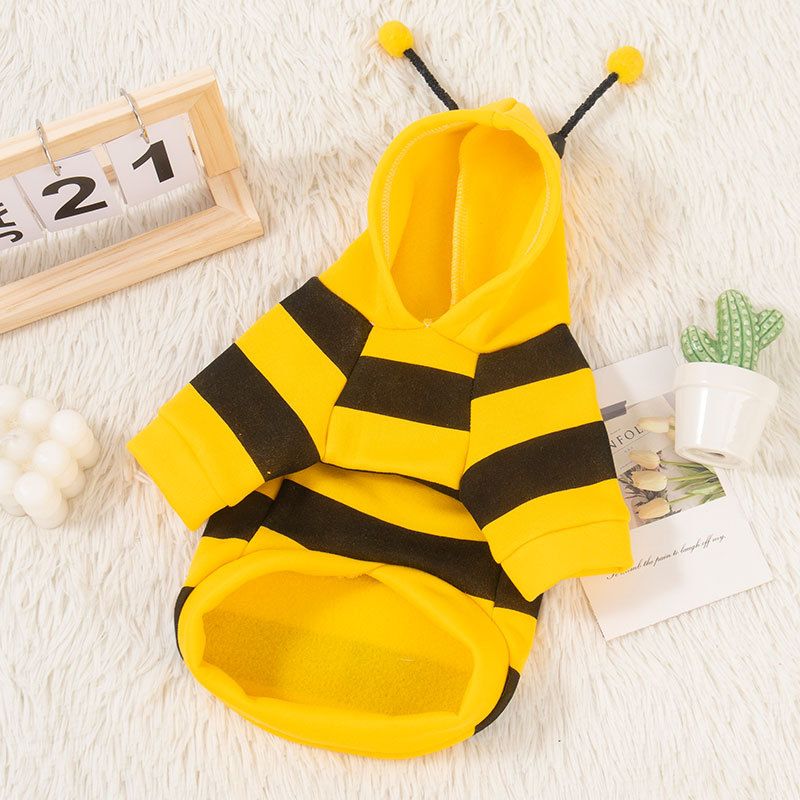 Size M Bee Fleece Hoodie Jumper for Small Dogs & Cats with 5 Hair Clips view 7
