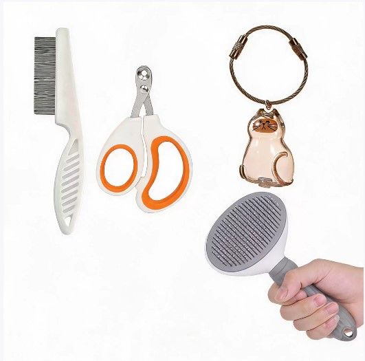 Siamese Cat Complete Cat Care Set - One-Touch Deshedding Brush