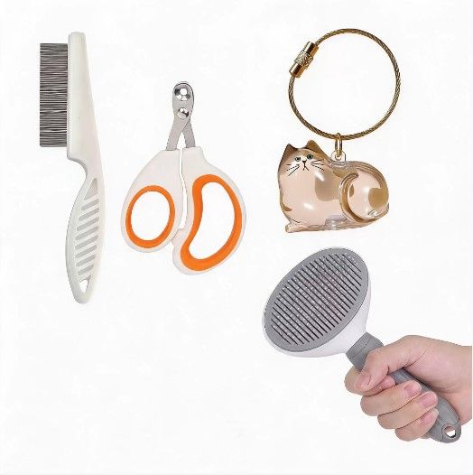 Calico cat Complete Cat Care Set - One-Touch Deshedding Brush