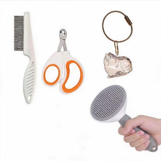 Silver Tiger Cat Complete Cat Care Set - One-Touch Deshedding Brush