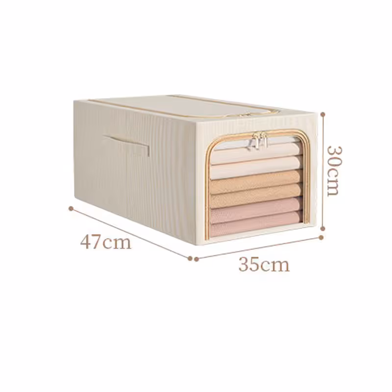 Khaki 49L Slim Foldable Clothes Storage Box Large Capacity Fabric Wardrobe view 9