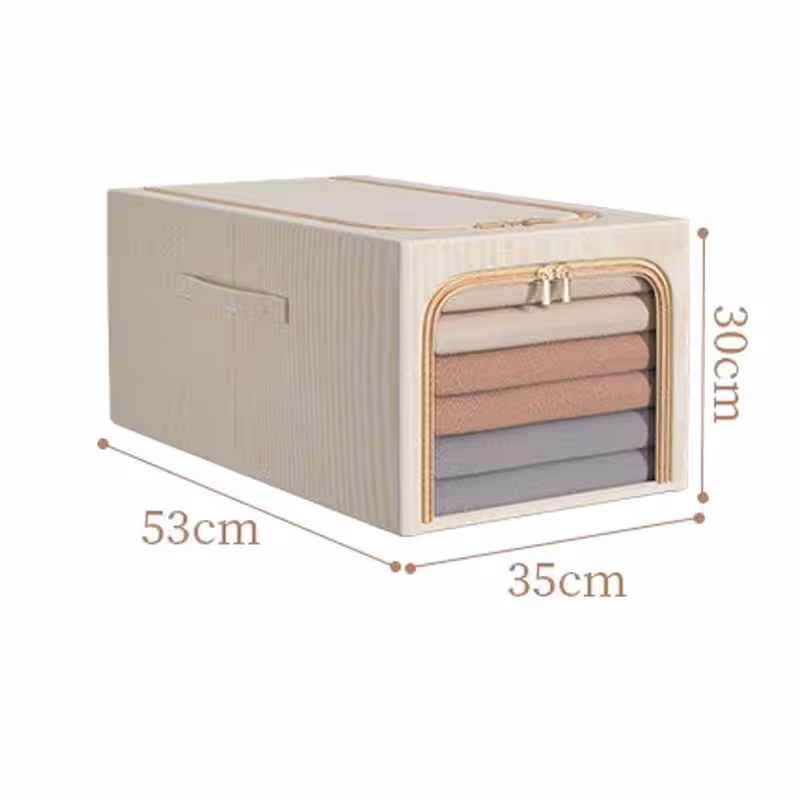 Khaki 56L Slim Foldable Clothes Storage Box Large Capacity Fabric Wardrobe view 9
