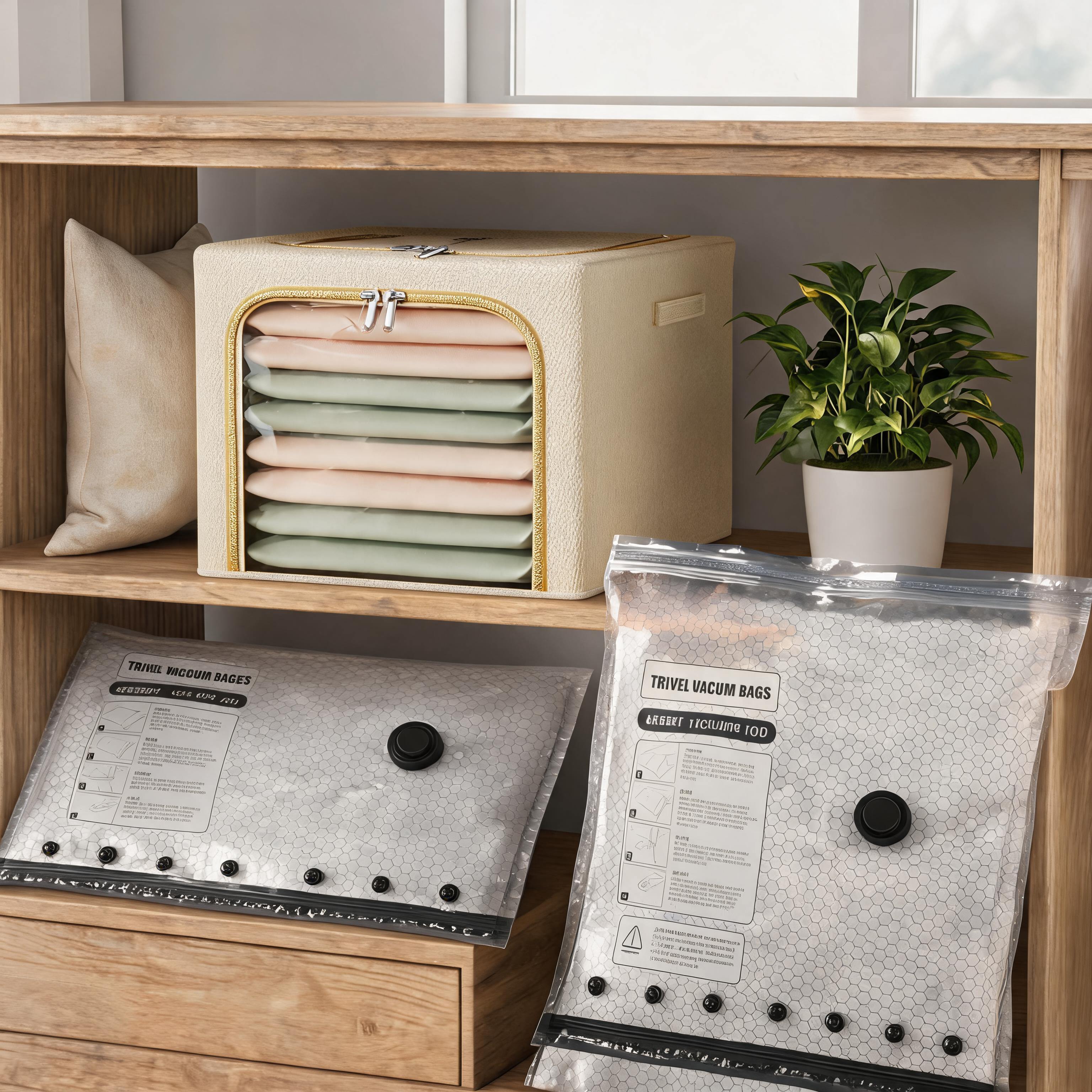 56L Large-Capacity Fabric Storage Bin & 6-Piece Vacuum Compression Bag Set — view 3