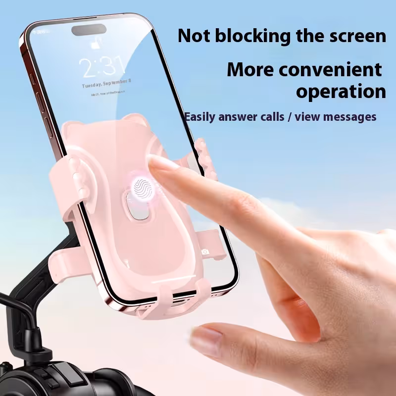 Cute Yellow Cat-Themed Bicycle Phone Holder — Motorcycle & Bicycle Handlebar Mount view 5