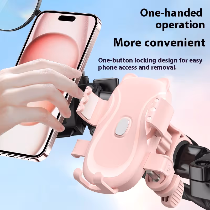 Cute Green Cat-Themed Bicycle Phone Holder — Motorcycle & Bicycle Handlebar Mount view 4