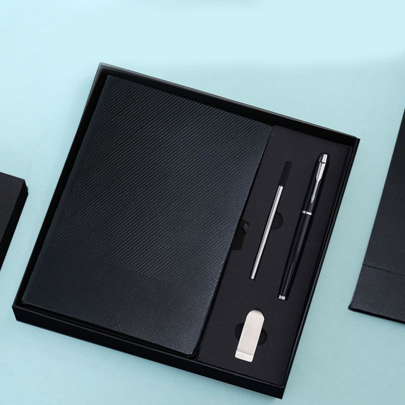 Black A5 Business Notebook Gift Set with 8GB USB Drive Executive Journal Pen