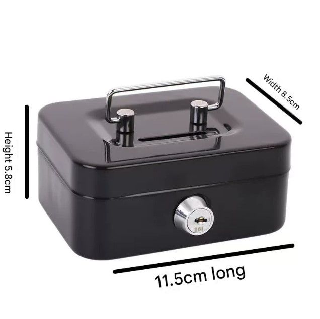 Pink Lockable Metal Cash Box with Coin Slot Portable Money Storage Box Small view 5
