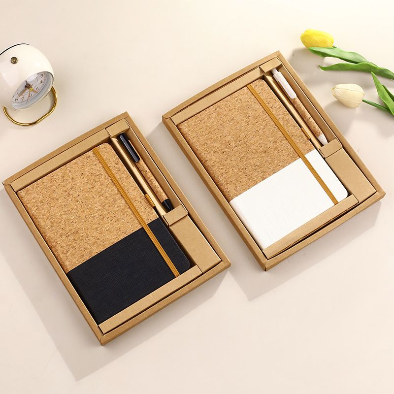 White Eco-Friendly Cork A5 Notebook Gift Set with Matching Pen Business view 2