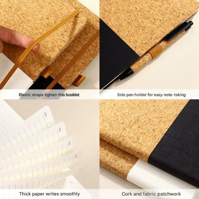 White Eco-Friendly Cork A5 Notebook Gift Set with Matching Pen Business view 3