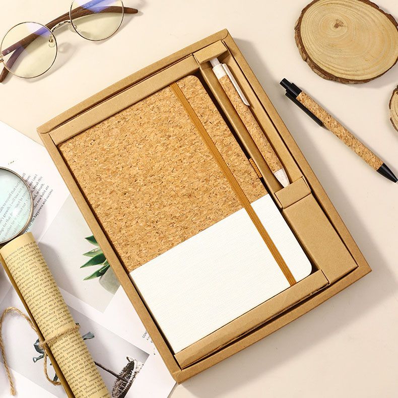 White Eco-Friendly Cork A5 Notebook Gift Set with Matching Pen Business view 9