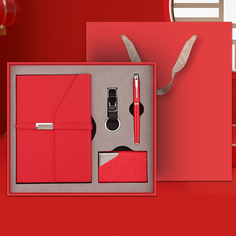 Red Executive A5 Notebook Gift Set with Metal Pen
