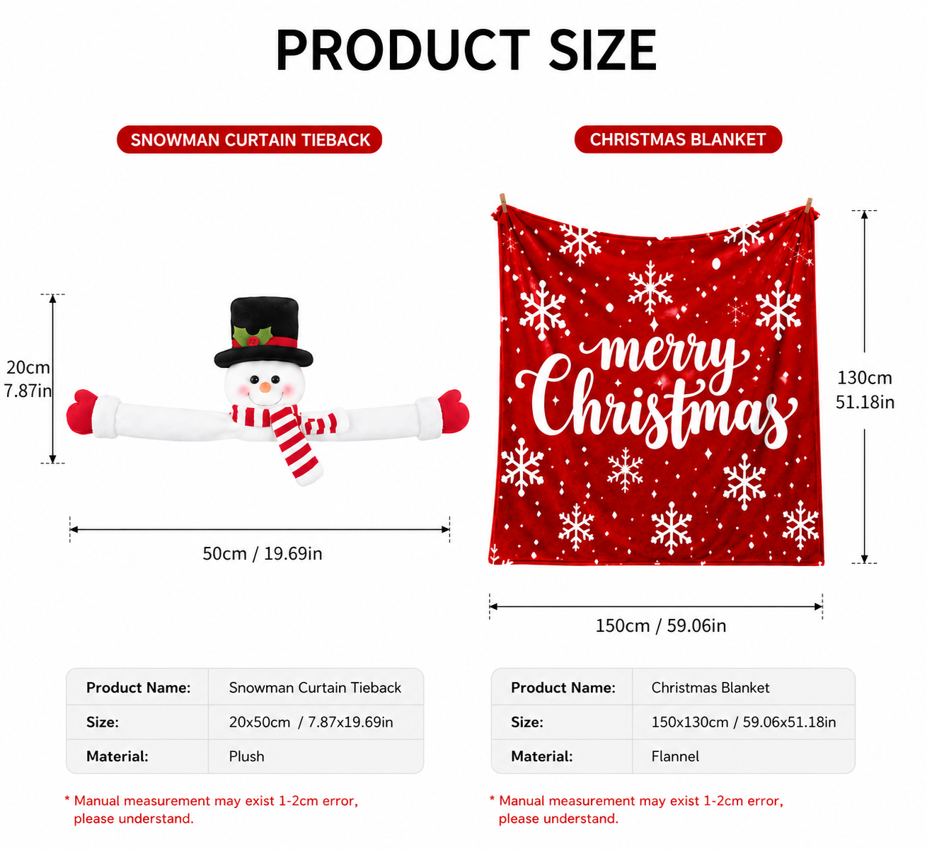 Christmas Flannel Throw Blanket and Snowman Curtain Tieback Set view 6