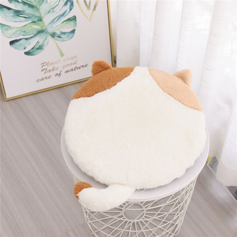 40cm Round Cat-Themed Seat Cushion (Brown Tabby) — Slow-Rebound Memory Foam