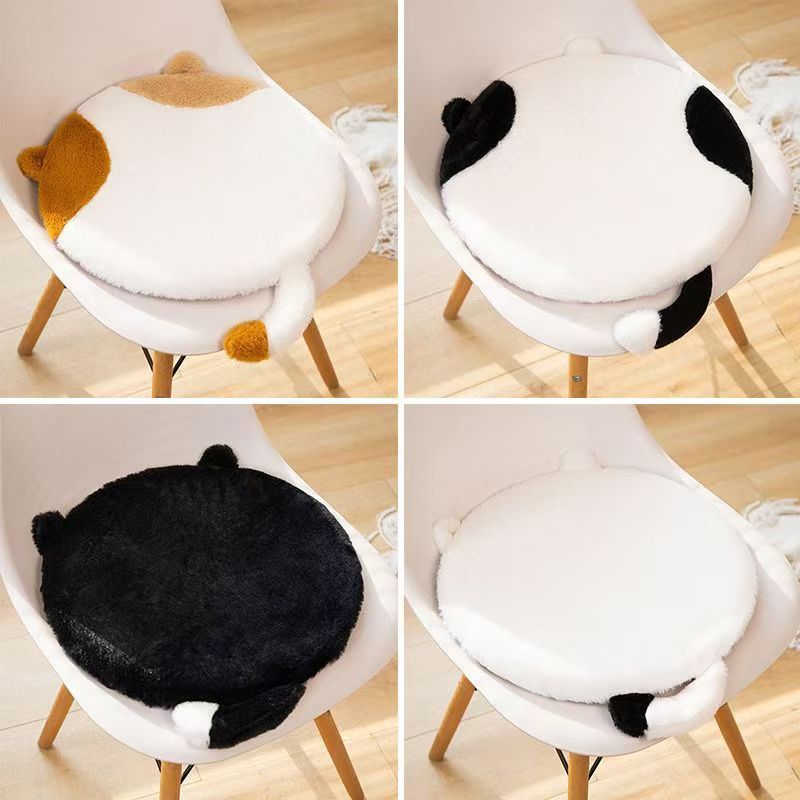 40cm Round Cat-Themed Seat Cushion (Black Cat with a White Tail) — view 7