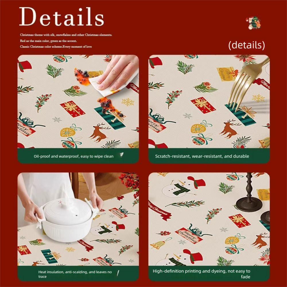 Christmas Waterproof Tablecloth (Snowflake pattern)140 x 180cm Festive Holiday view 3