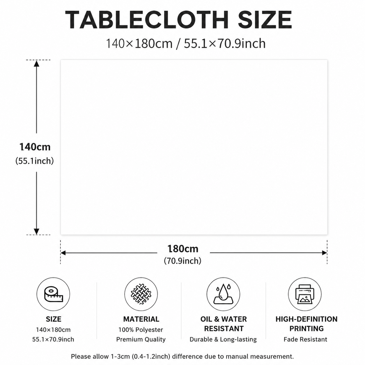 Christmas Waterproof Tablecloth (Snowflake pattern)140 x 180cm Festive Holiday view 4