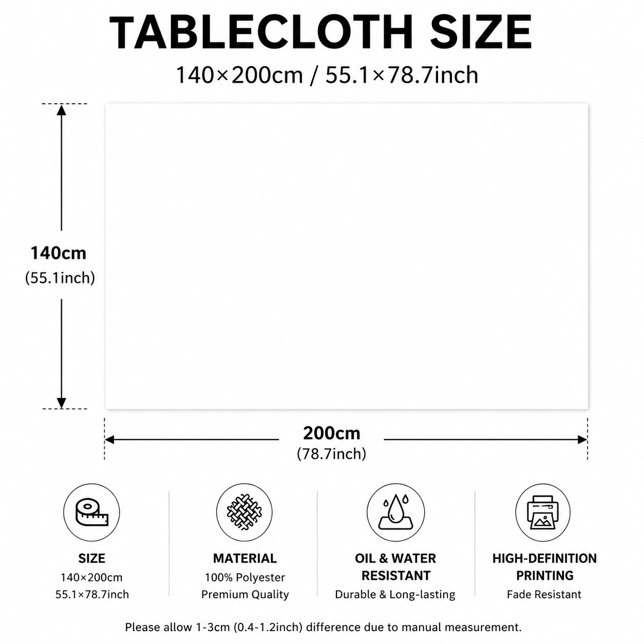 Christmas Waterproof Tablecloth (Snowflake pattern)140 x 200cm Festive Holiday view 4