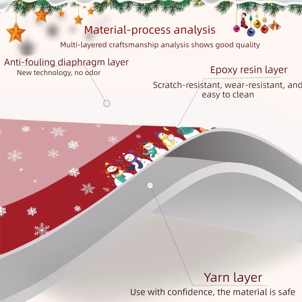 Christmas Waterproof Tablecloth (Reindeer Design) 140 x 140cm — Red festive view 2