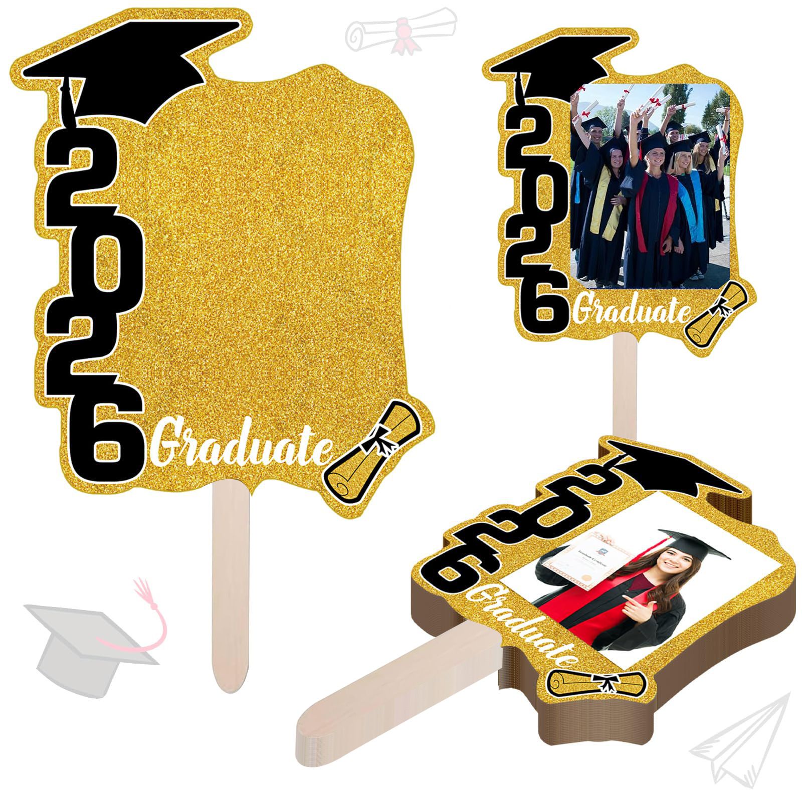 Graduate Photo Frame Fan Prop for Graduation Party (12pcs Green) view 3