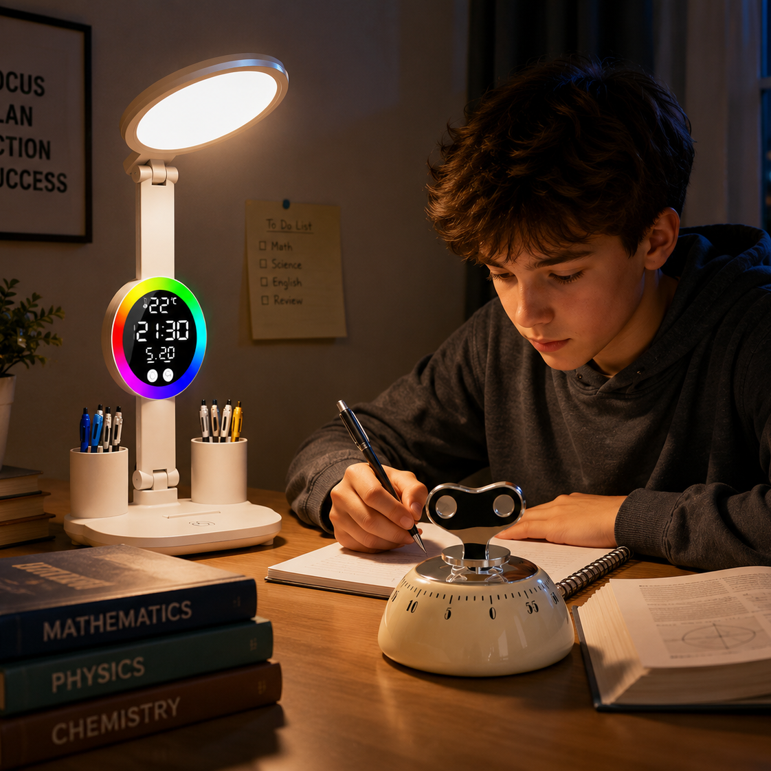 Study Smarter Bundle LED Reading Lamp with Smart Display Pen Holders & White view 3