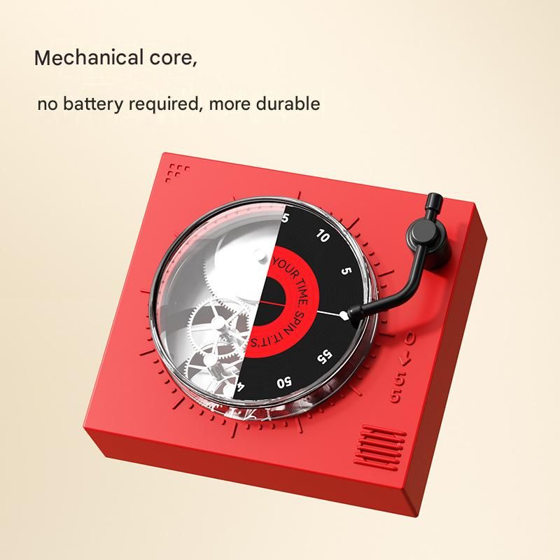 Red Record Player Mechanical Timer Magnet Timer for Study view 2