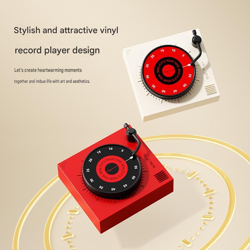 Red Record Player Mechanical Timer Magnet Timer for Study view 5