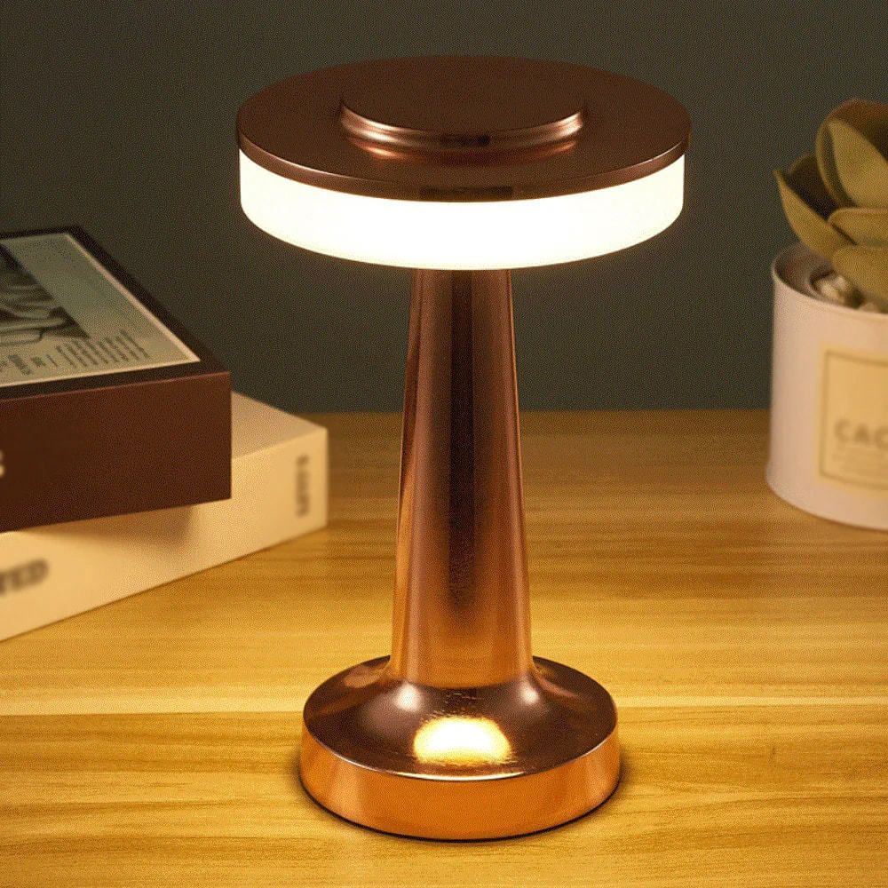 Bronze Rechargeable UFO Table Lamp Touch Control LED Bedside Night Light