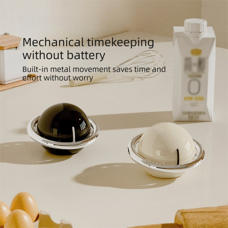Beige Retro Planet Mechanical Kitchen Timer Magnetic Countdown Clock view 3