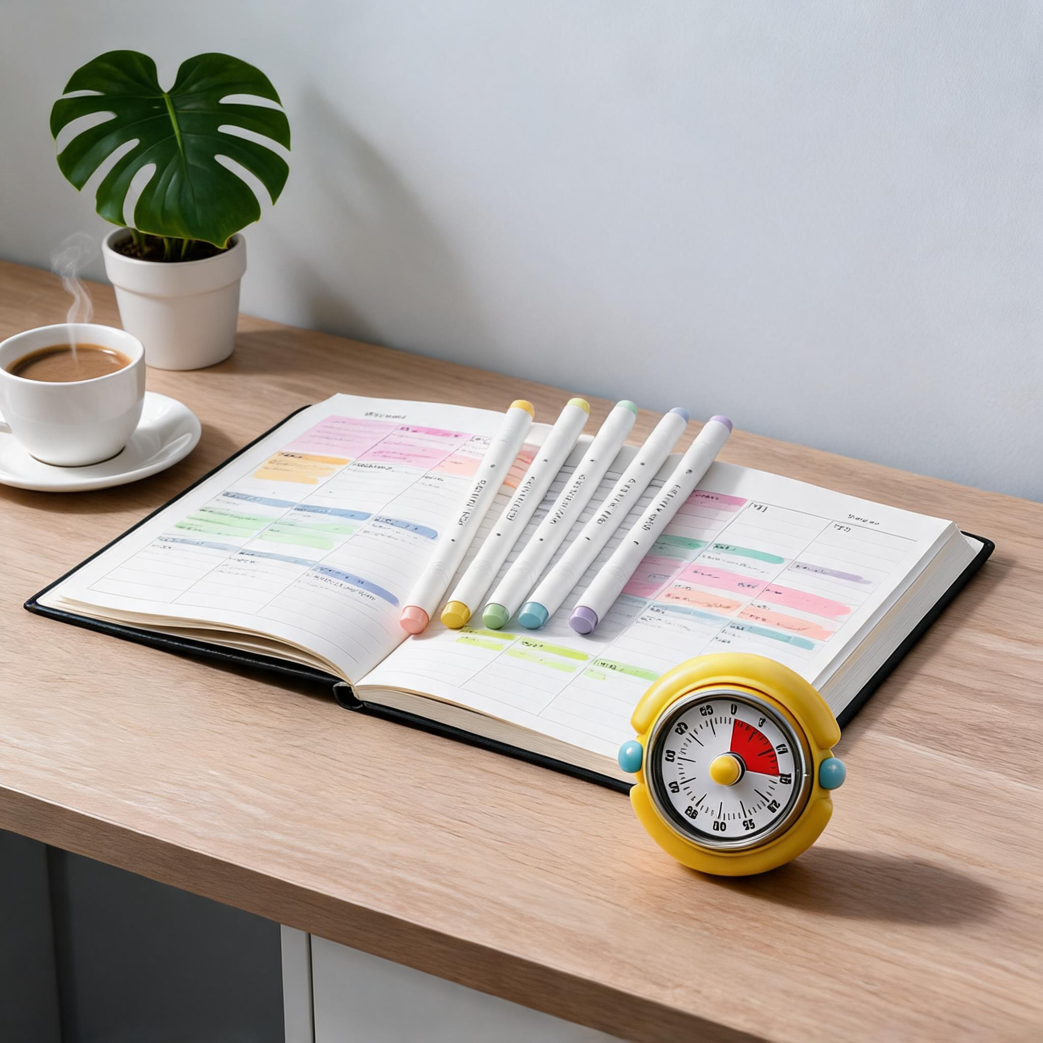 Macaron Pastel Dual-Tip Highlighter & Magnetic Mechanical Timer(Yellow) Set view 2