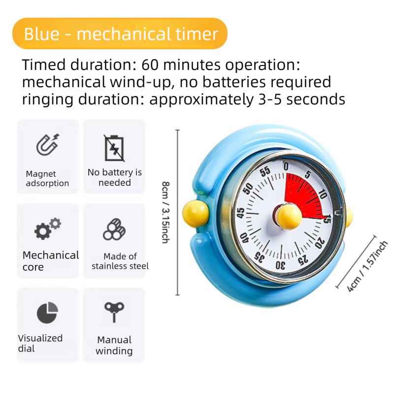 Macaron Pastel Dual-Tip Highlighter & Magnetic Mechanical Timer(Blue) Set view 3