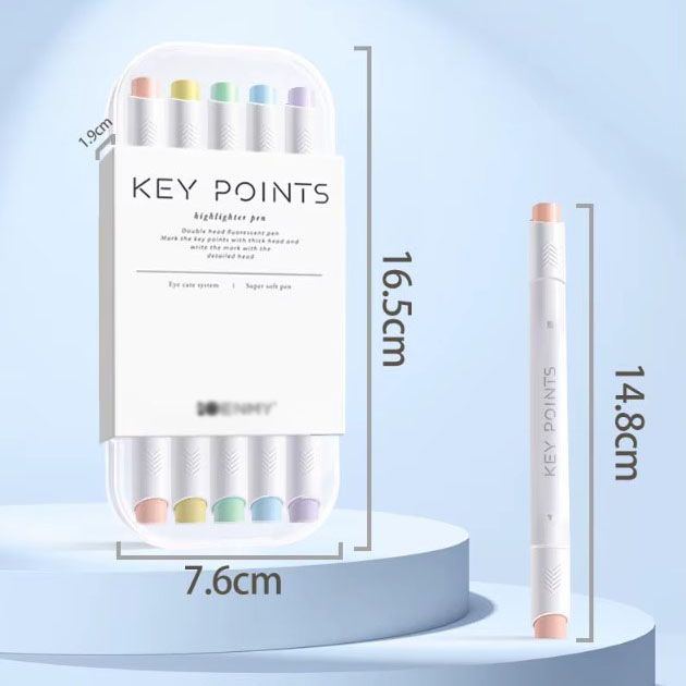 Macaron Pastel Dual-Tip Highlighter & Magnetic Mechanical Timer(Blue) Set view 6