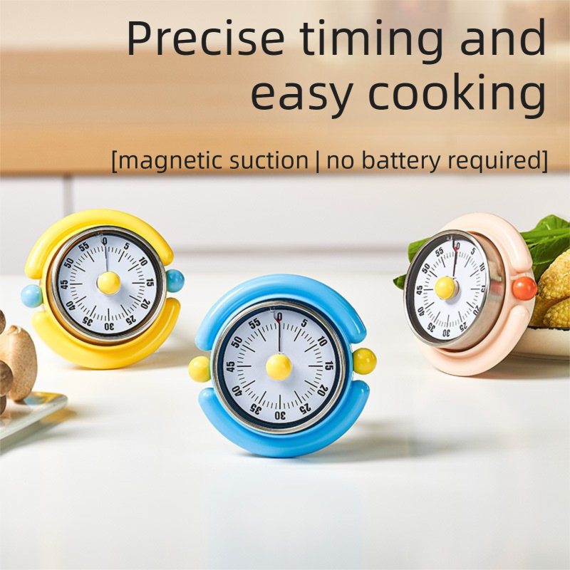 Pink Visual Mechanical Kitchen Timer with Magnetic Backing - Battery-Free view 3