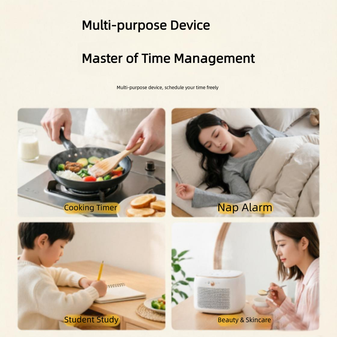Yellow Visual Mechanical Kitchen Timer with Magnetic Backing - Battery-Free view 5