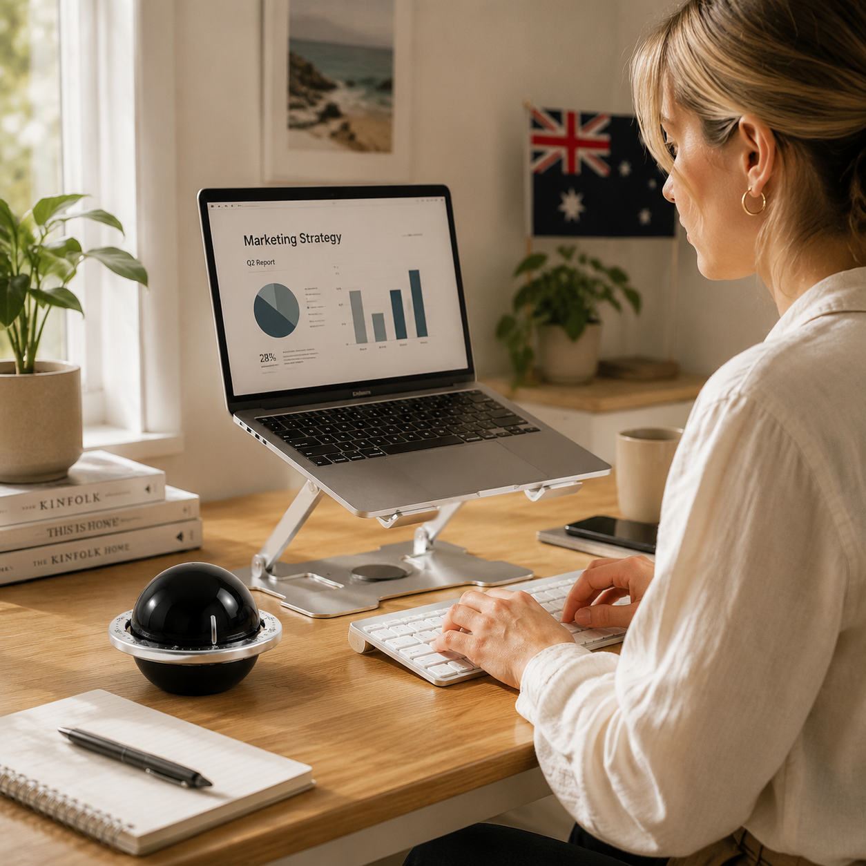 360° Rotating Laptop Stand(Silver) & Magnetic Mechanical Timer(Black) Set