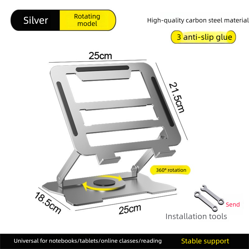 360° Rotating Laptop Stand(Silver) & Magnetic Mechanical Timer(Black) Set view 5