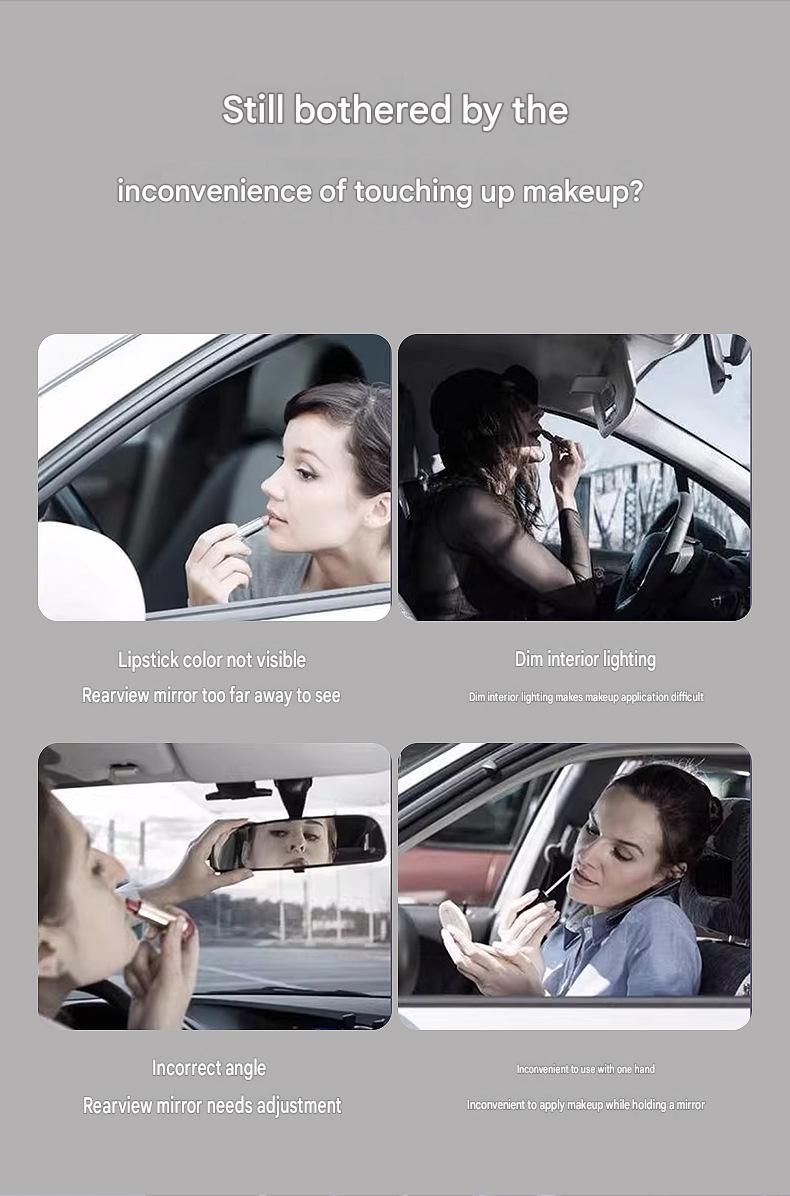 Black LED Car Sun Visor Makeup Mirror with 5x Magnification & Touch Lighting view 9