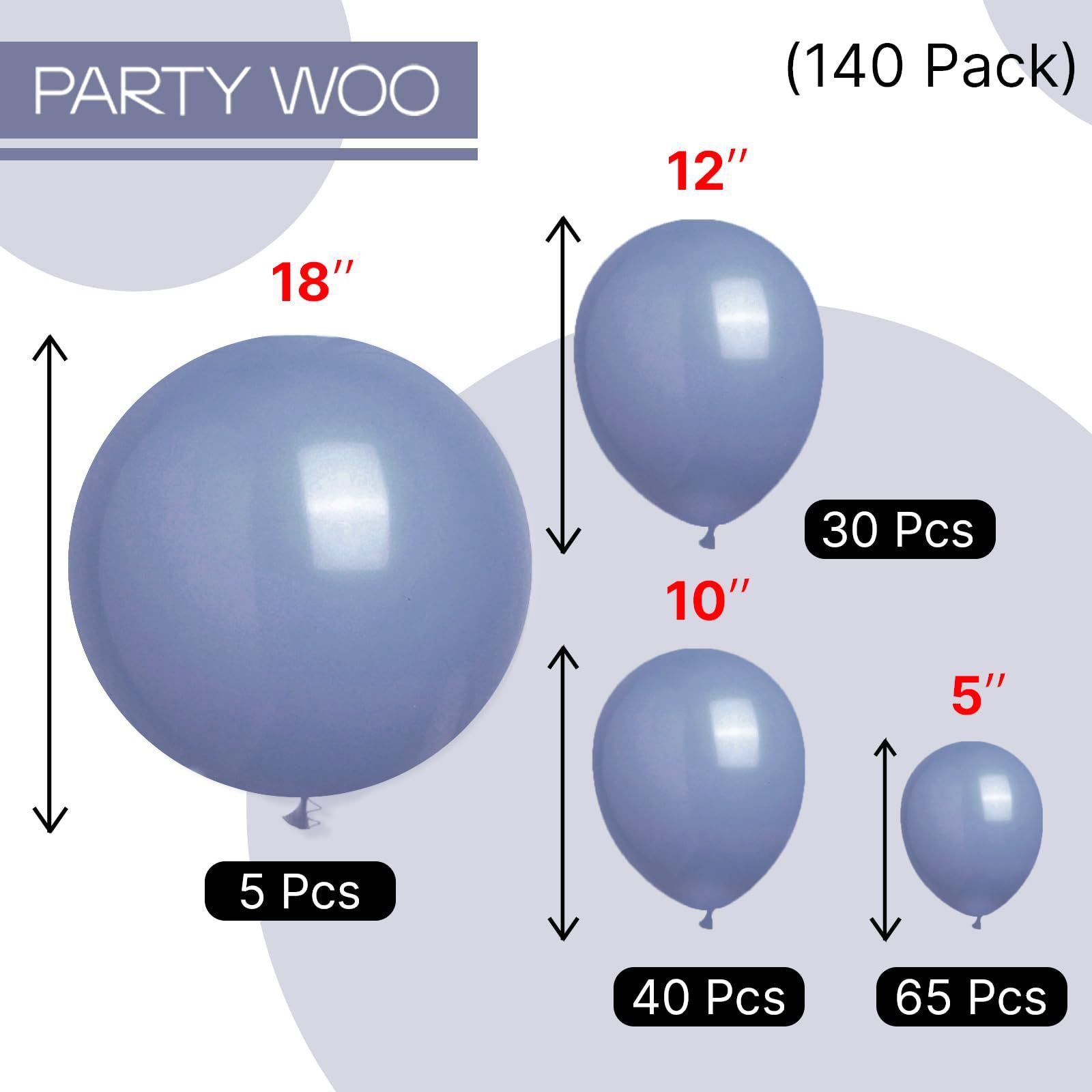 140PCS Grayish blue Balloon Garland Kit Latex Balloon Arch Set for Birthday view 5
