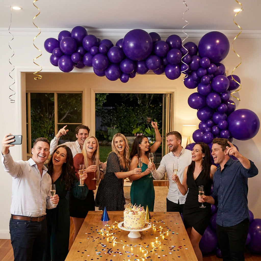 140PCS Deep purple Balloon Garland Kit Latex Balloon Arch Set for Birthday view 3