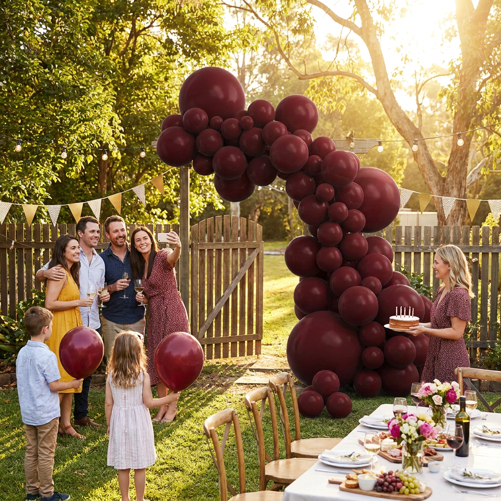 140PCS Wine red Balloon Garland Kit Latex Balloon Arch Set for Birthday view 2