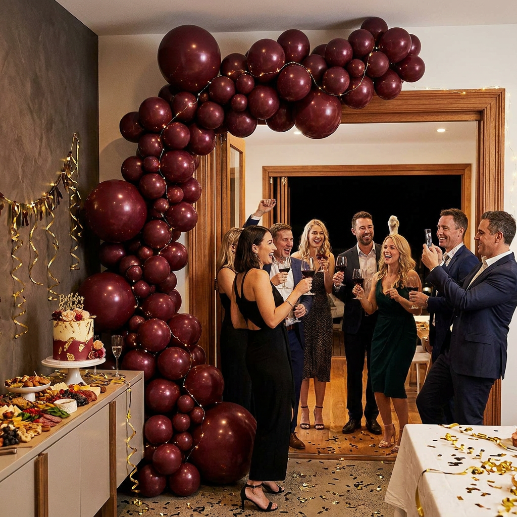 140PCS Wine red Balloon Garland Kit Latex Balloon Arch Set for Birthday view 3