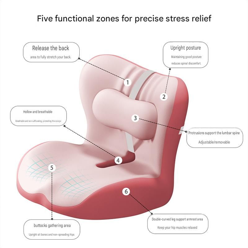 Ergonomic Memory Foam Seat Cushion with two-tone gray Support Integrated One view 6