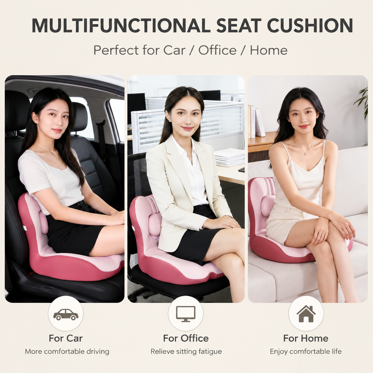 Ergonomic Memory Foam Seat Cushion with Gray Support Integrated One Piece view 4