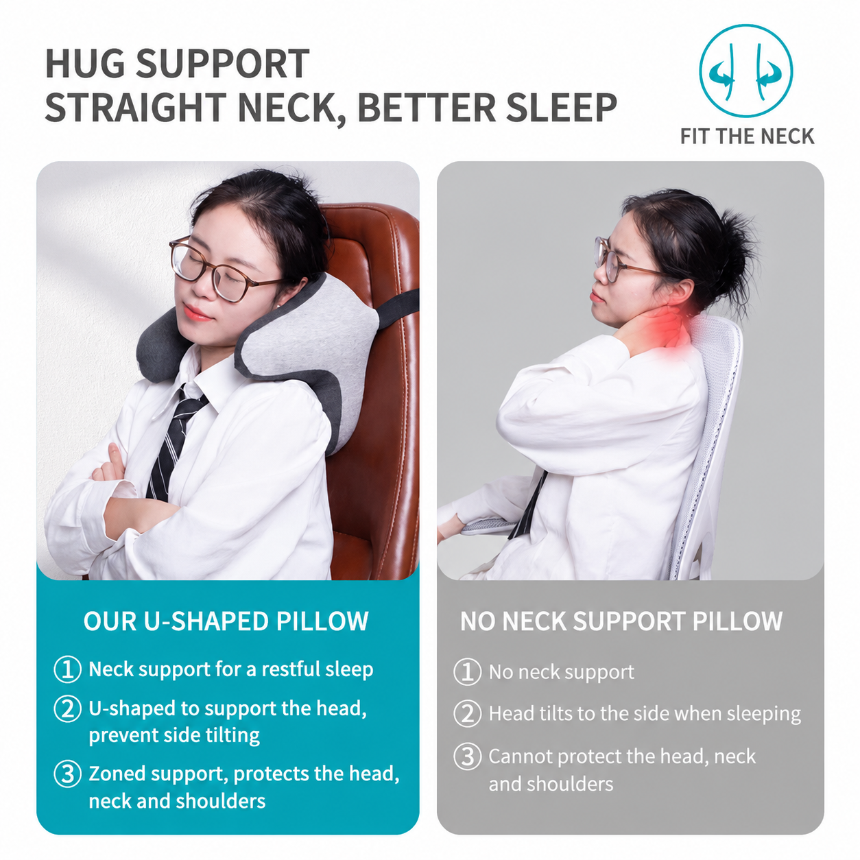 Ergonomic Car Neck Pillow Memory Foam Headrest Cushion (Grey) Adjustable Strap view 4
