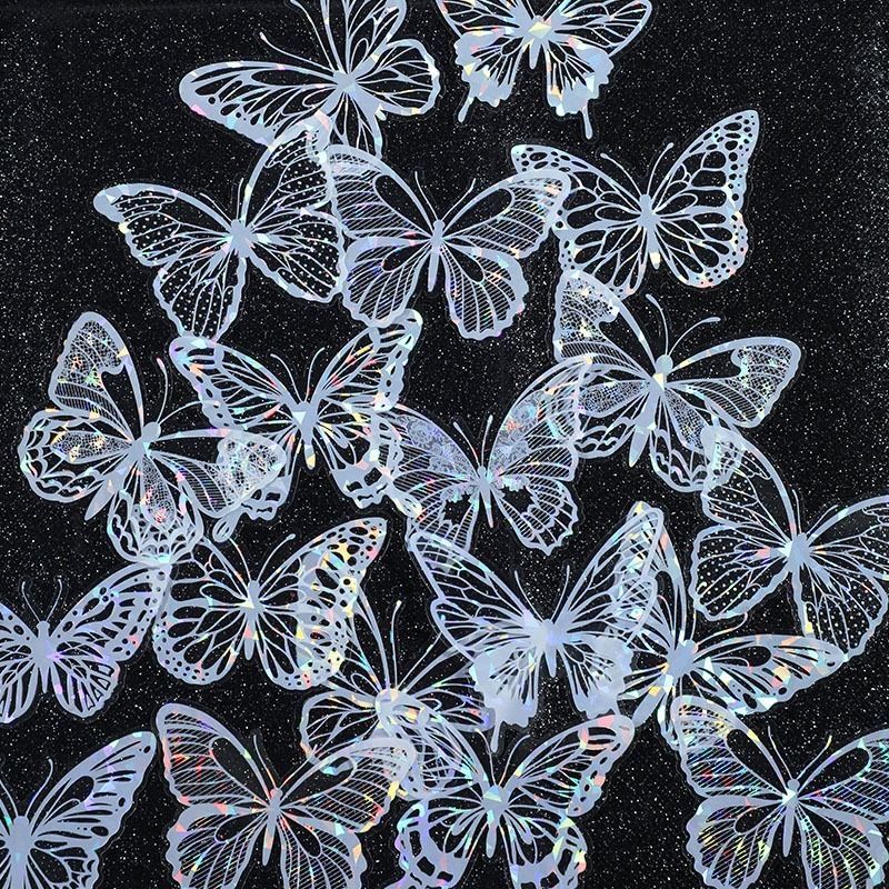 White Butterfly Holographic Cake Stickers PET Seashell Gloss Butterfly Cake view 4