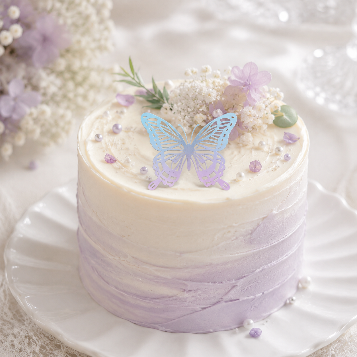 Color Butterfly Holographic Cake Stickers PET Seashell Gloss Butterfly Cake view 2