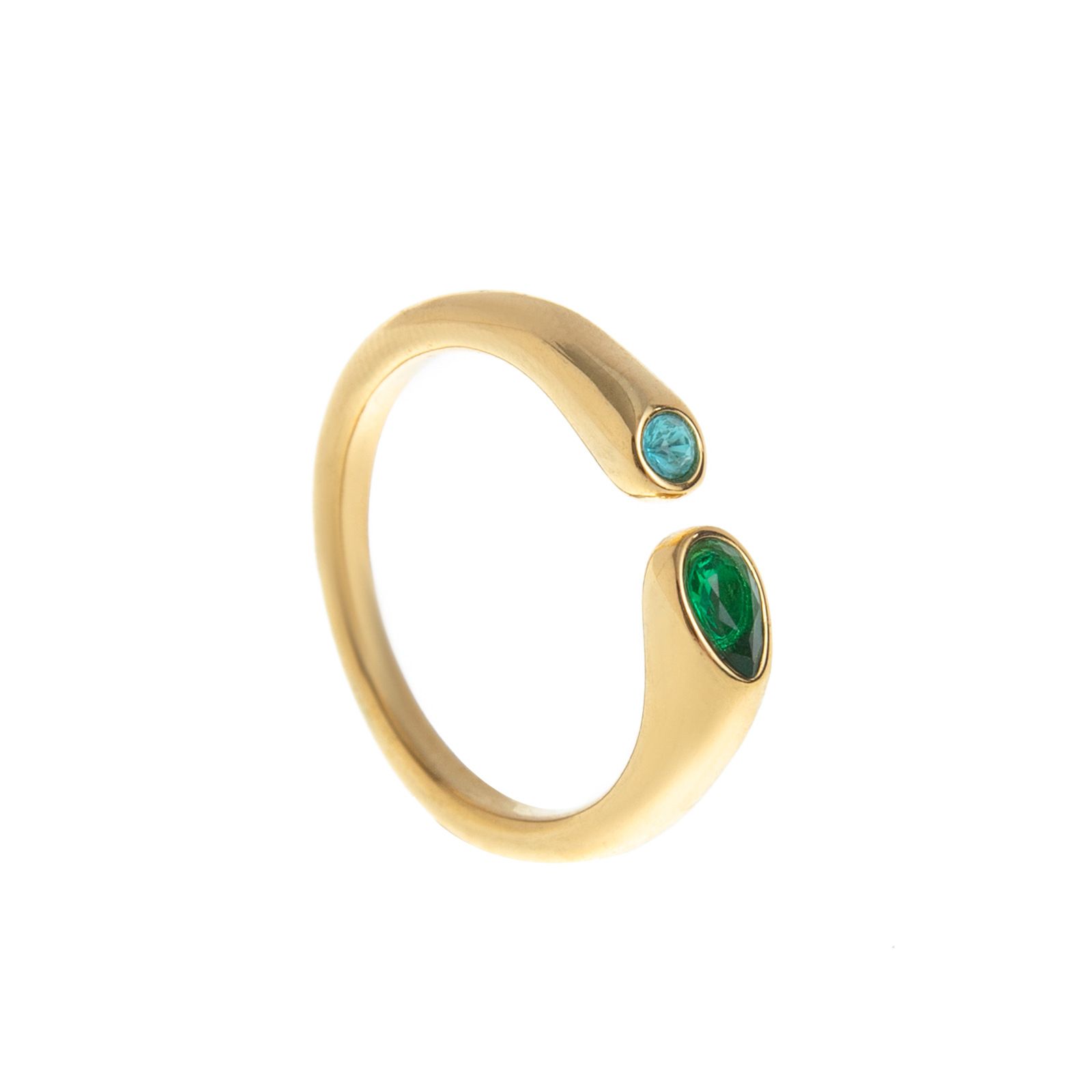 Adjustable Birthstone(May) Open Ring Set 18K Gold Plated Stainless Steel view 4