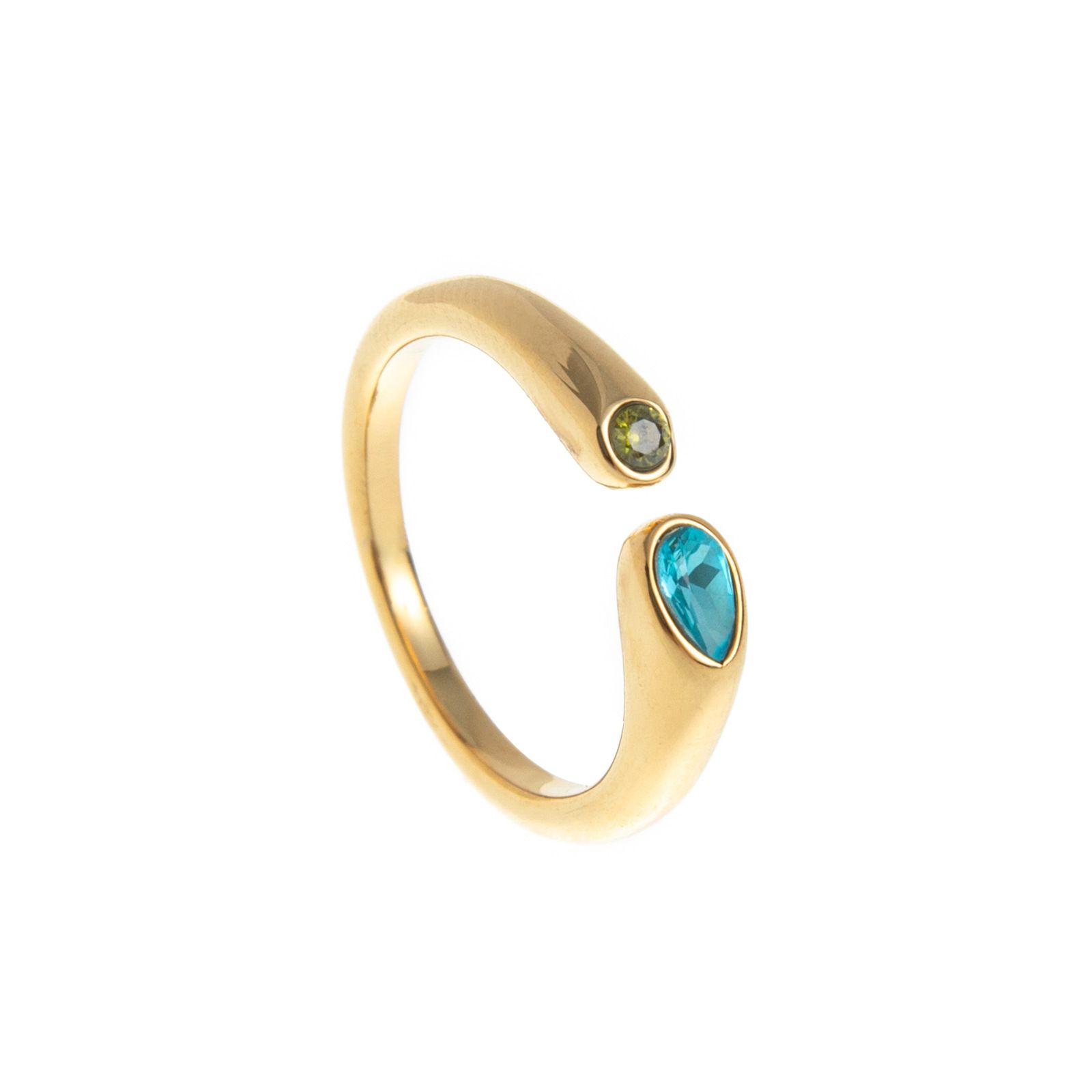 Adjustable Birthstone(December) Open Ring Set 18K Gold Plated Stainless Steel view 4