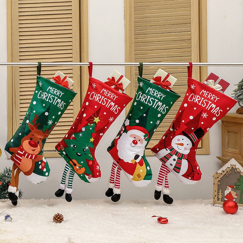 Snowman Hanging Stocking - Festive Red Snowman Design Hanging Sock with view 4