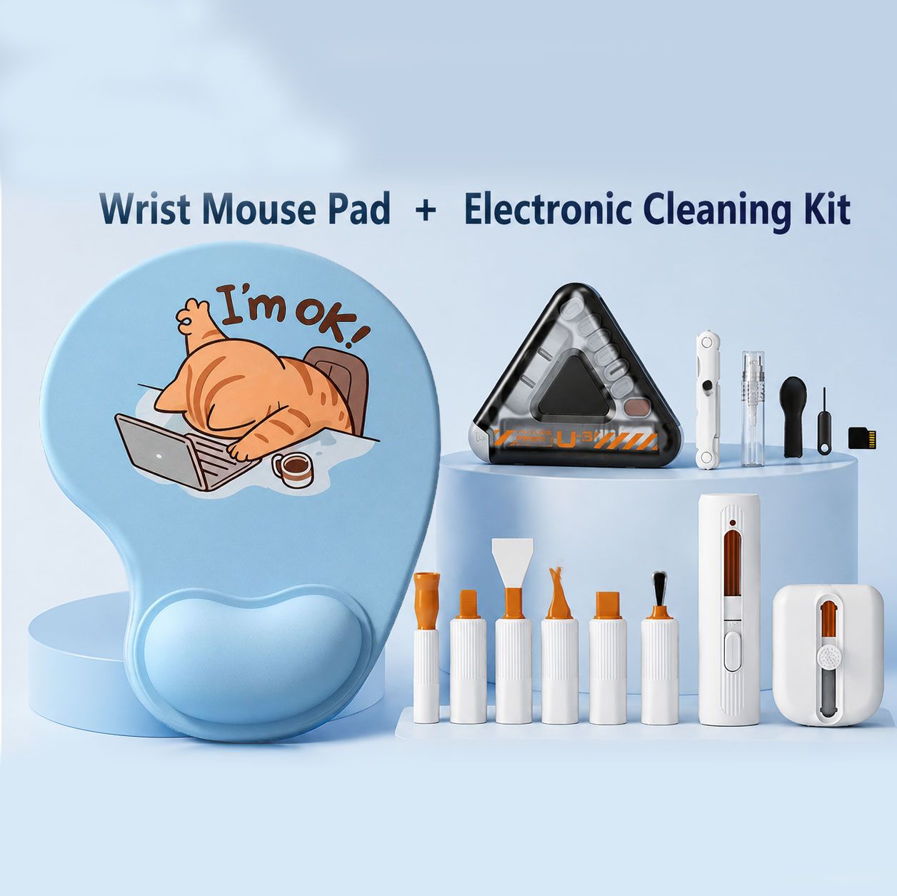 Wrist Support Mouse Pad and (Black) Desk Cleaning Kit Combo Set Ergonomic Gel view 2